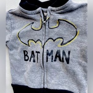 4/$20💥Baby Batman Logo French Terry Sweatshirt, Zip Up Jacket, Grey Black Yellow